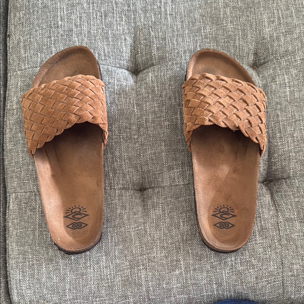 O'Neill Tan Woven Slide Sandals